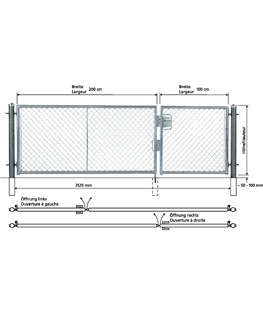 Türe zweiflüglig mit Rundrohrrahmen, feuerverzinkt