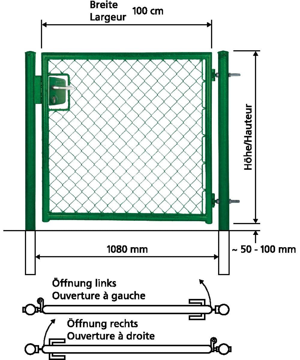 Türe einflüglig mit Rundrohrrahmen, grün RAL 6005