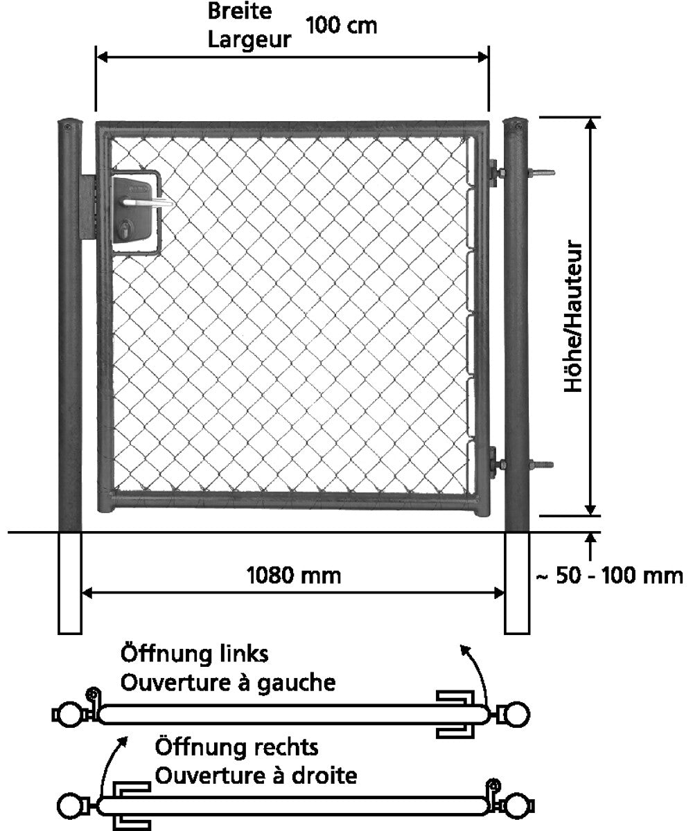 Türe einflüglig mit Rundrohrrahmen, anthrazit RAL 7016
