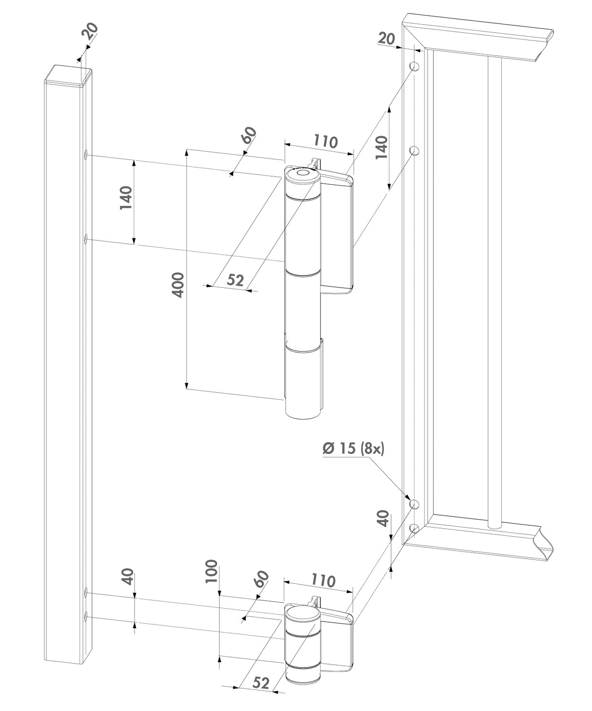Ferme-porte hydraulique et 180° Charnière dans un MAMMOTH180