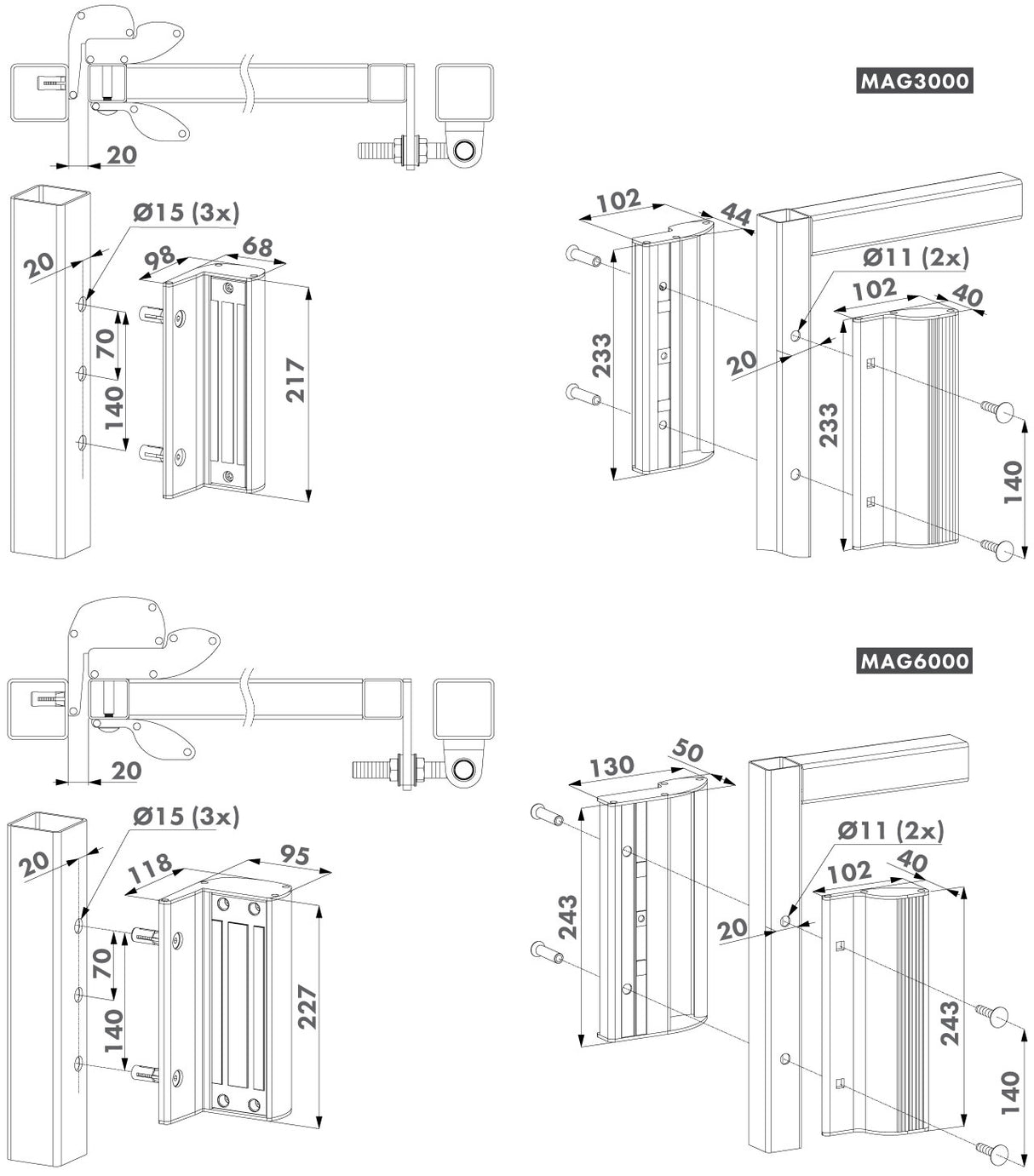 Serrure magnétique avec poignées intégrées