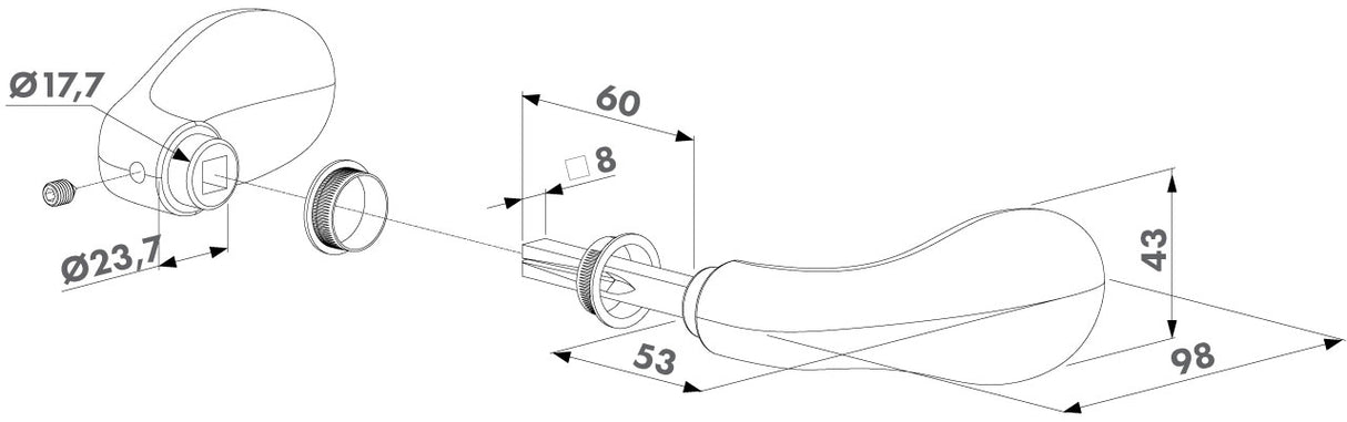 Paire de poignées en aluminium anodisé 3006C