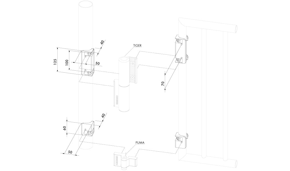 Montage-Set zu Rundpfosten für TIGER