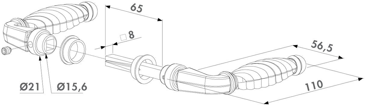 Paire de poignées de style en zamak noir 3006FAD16