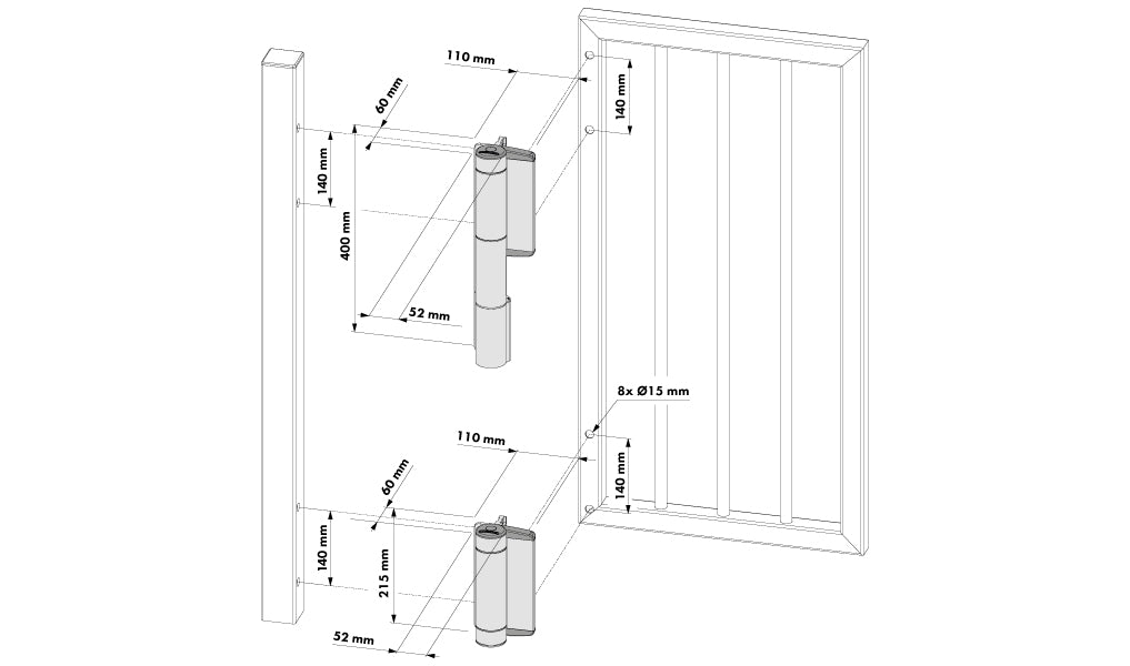 Ferme-porte hydraulique et 180° Charnière dans un MAMMOTH-HD-2