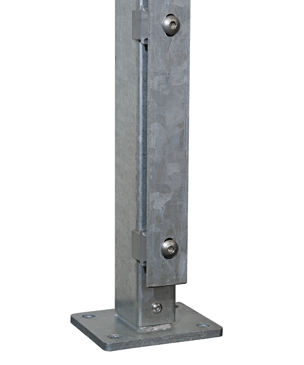 Doppelstab Pfosten FL mit Flachleiste auf Fussplatte