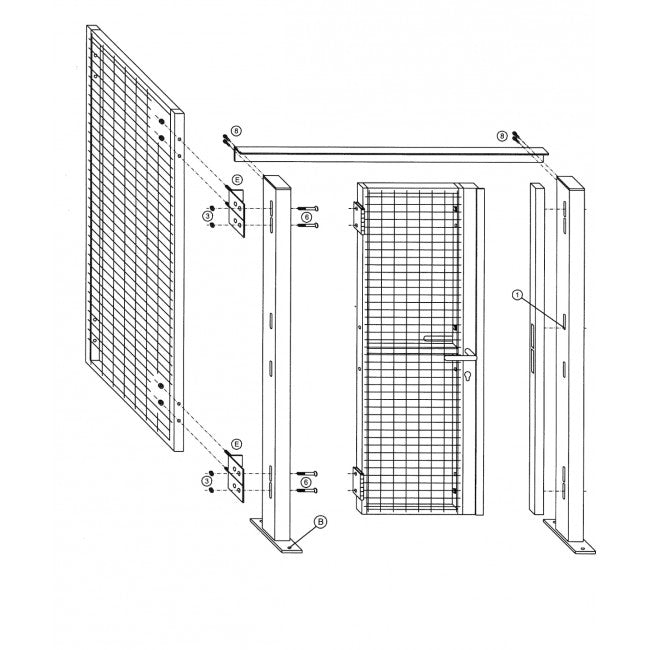Cloison en treillis soudé Ferrements-charnières