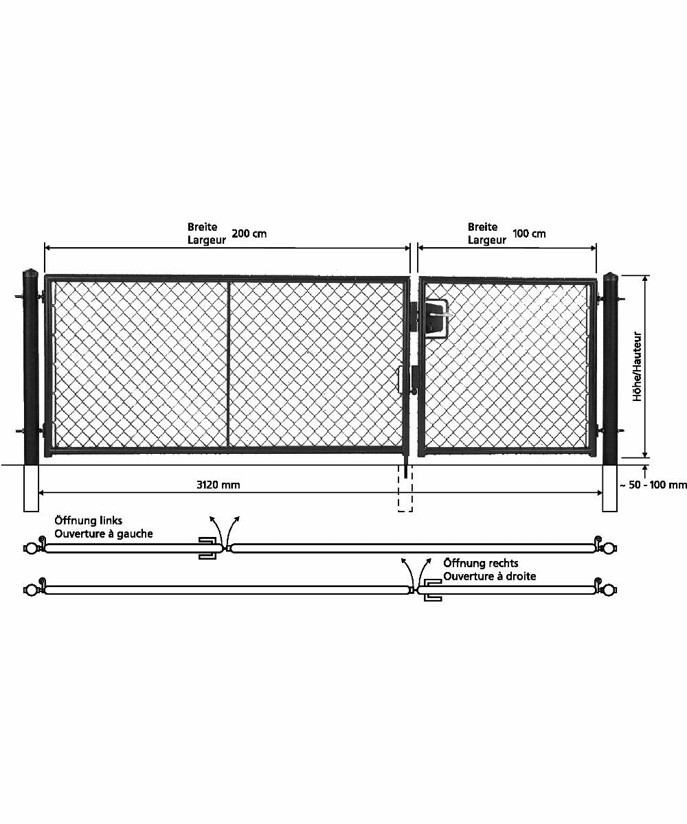 Türe zweiflüglig mit Rundrohrrahmen, schwarz RAL 9005