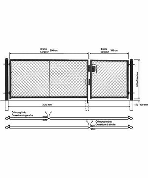 Türe zweiflüglig mit Rundrohrrahmen, schwarz RAL 9005