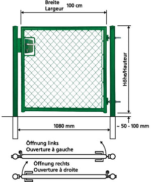 Türe einflüglig mit Rundrohrrahmen, grün RAL 6005
