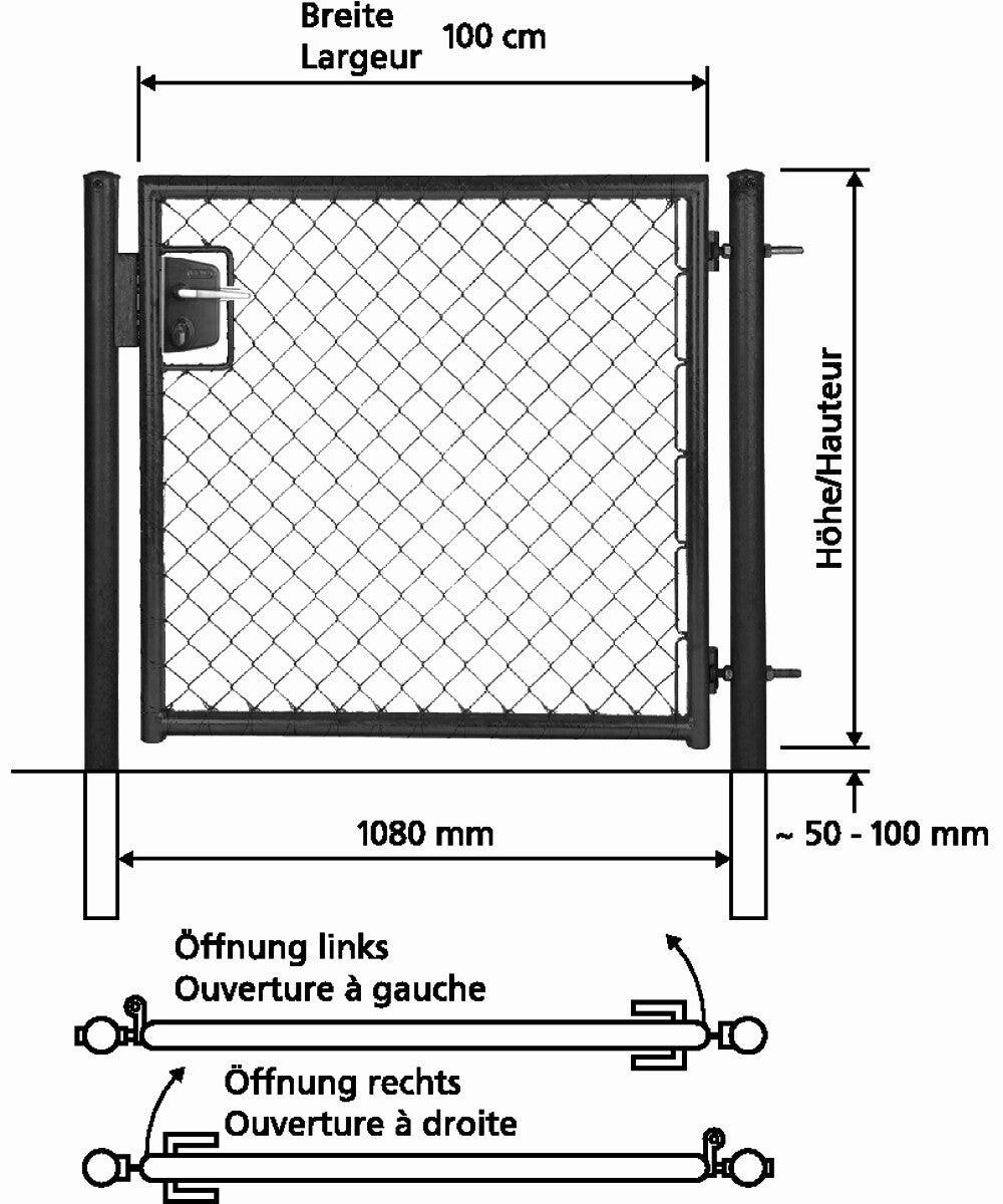 Türe einflüglig mit Rundrohrrahmen, schwarz RAL 9005