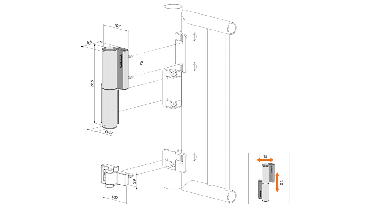 Ferme-porte hydraulique et Charnière dans un TIGER
