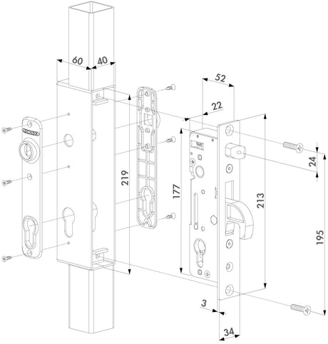 Serrure à encastrer hybride