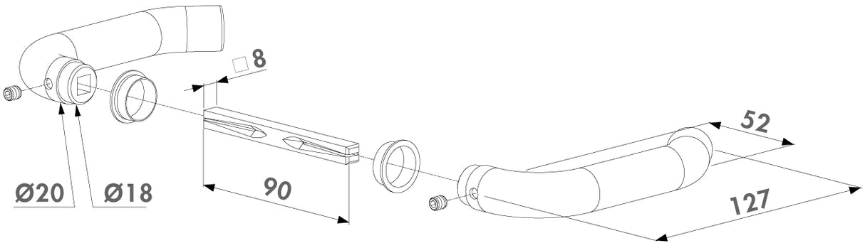 Drückerpaar aus Stahl rostfrei