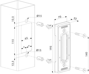 Gâche pour serrure de portail coulissant