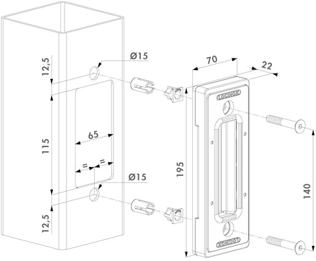 Gâche pour serrure de portail coulissant