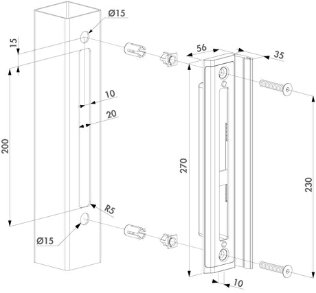 Anschlag Hybrid zu Einsteckschloss