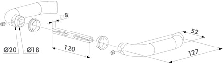 Paire de poignées en acier inoxydable pour serrures à encastrer 3006I-H
