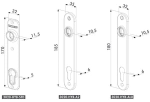 Plaques longues pour serrures à encastrer