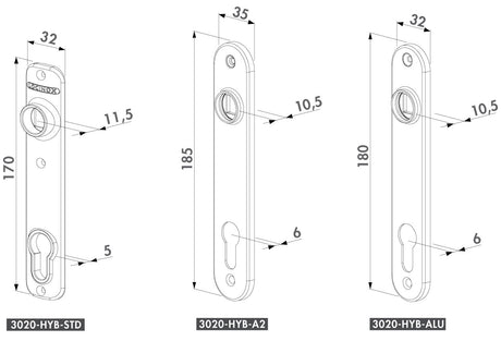 Plaques longues pour serrures à encastrer