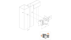 Charnière en applique design à visser, ouverture 180° et réglable sur 2 dimensions PUMA