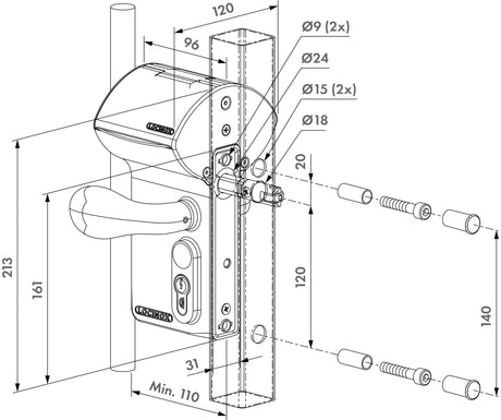 Serrure en applique à code électronique sur batterie VALENTINO