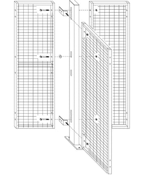 Cloison en treillis soudé Raccord en T sur support intermédiaire